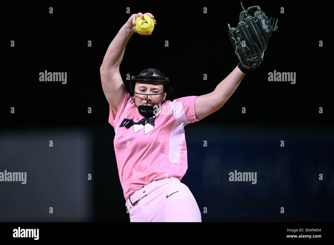 Hayler Pitcher Stetson pitcher Hayley Arnold throws to home plate during an NCAA ...