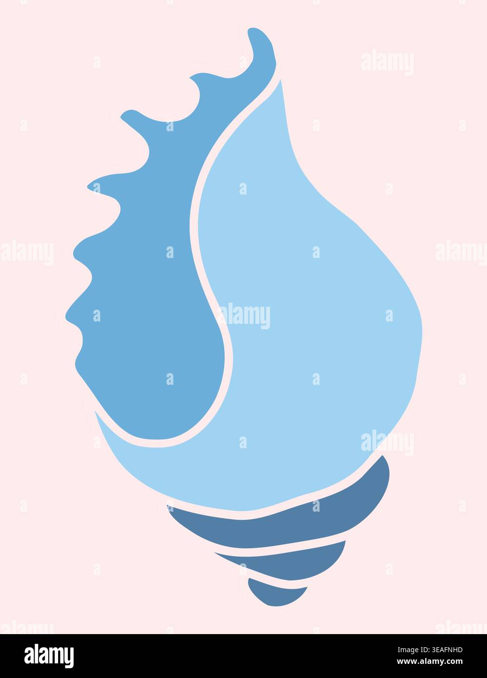 Minimalist Blue Seashell Abstract Shape Vector Stock Vector