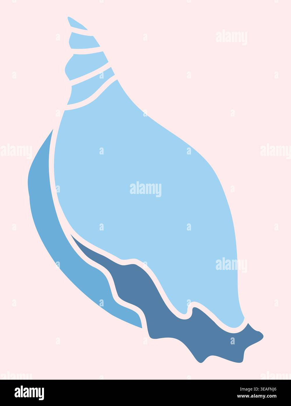 Modern Minimalist Sea Shell Flat Blue Vector Stock Vector