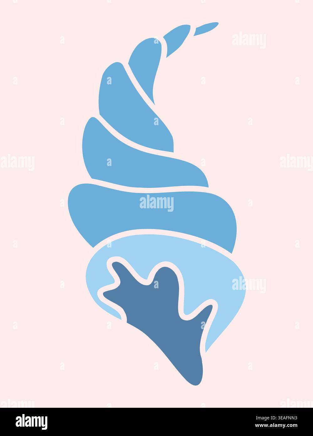 Spiral Seashell Abstract Minimalist Blue Vector Art Stock Vector