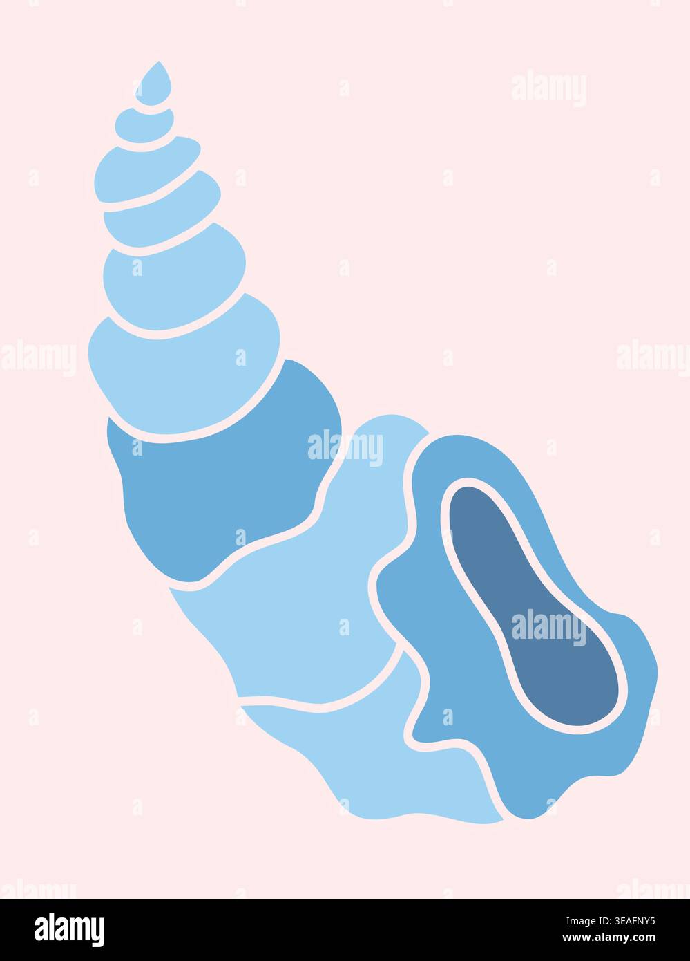 Spiral Seashell Abstract Minimalist Blue Vector Art Stock Vector