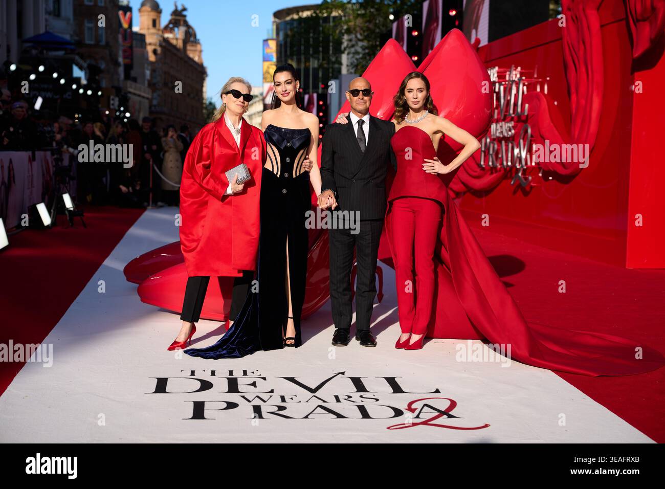 Meryl Streep, from left, Anne Hathaway, Stanley Tucci, and Emily Blunt ...