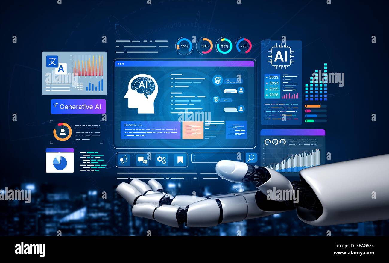 AI analytics dashboard interface for monitoring performance and data ...