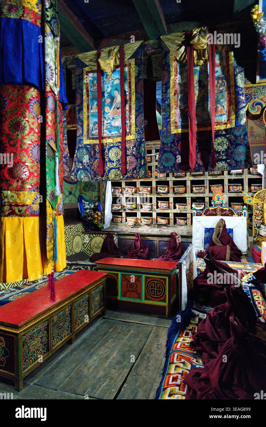 Interior of Pangboche Monastery, Pangboche, Himalayas, Nepal Stock Photo