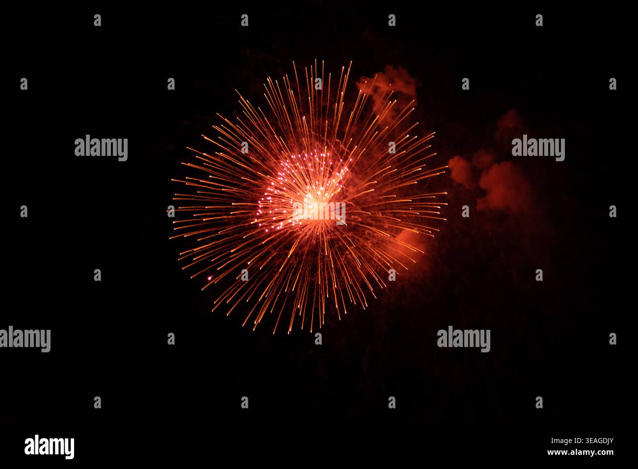 Fireworks explode in the sky on Resurrection Night. Stock Photo