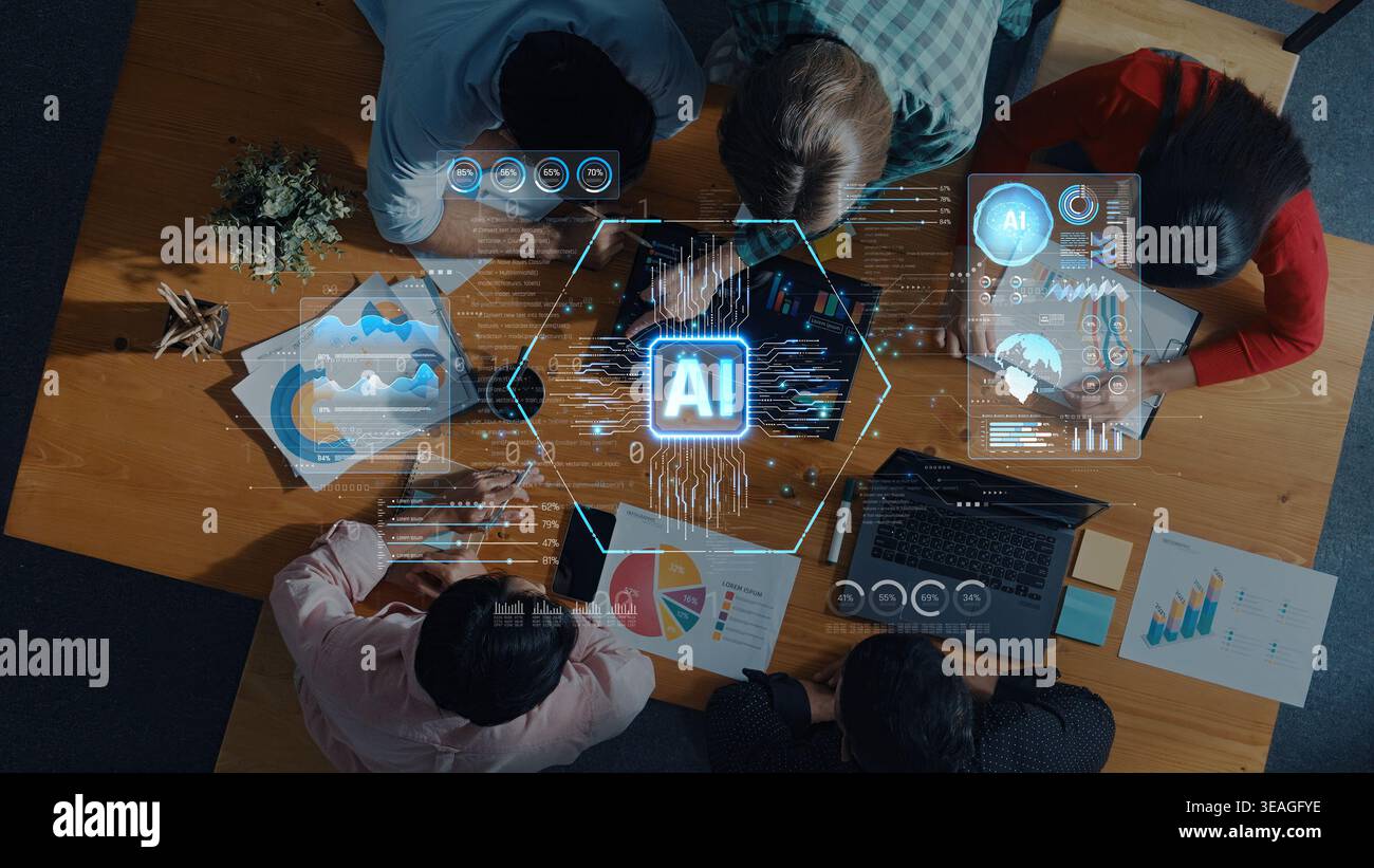 Group of Diverse Professionals Collaborating on Artificial Intelligence ...