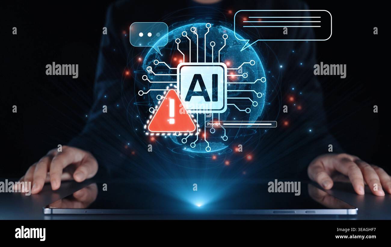 AI interface showing prompt error warning and system alert. AI prompt ...