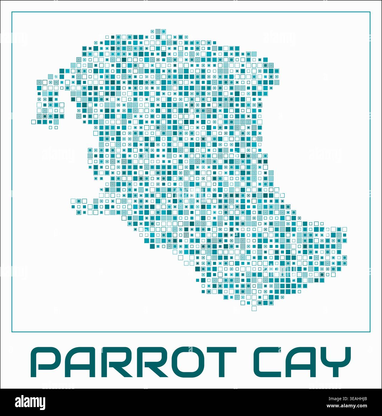 Parot Map Parrot Cay digital style map. Small square dots on white background ...