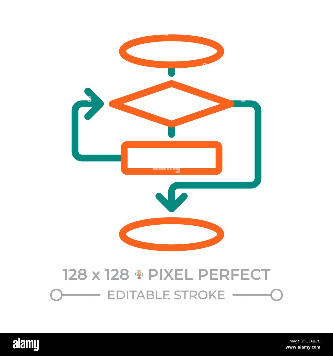 Decision flowcharts pixel perfect two color line icon Stock Vector
