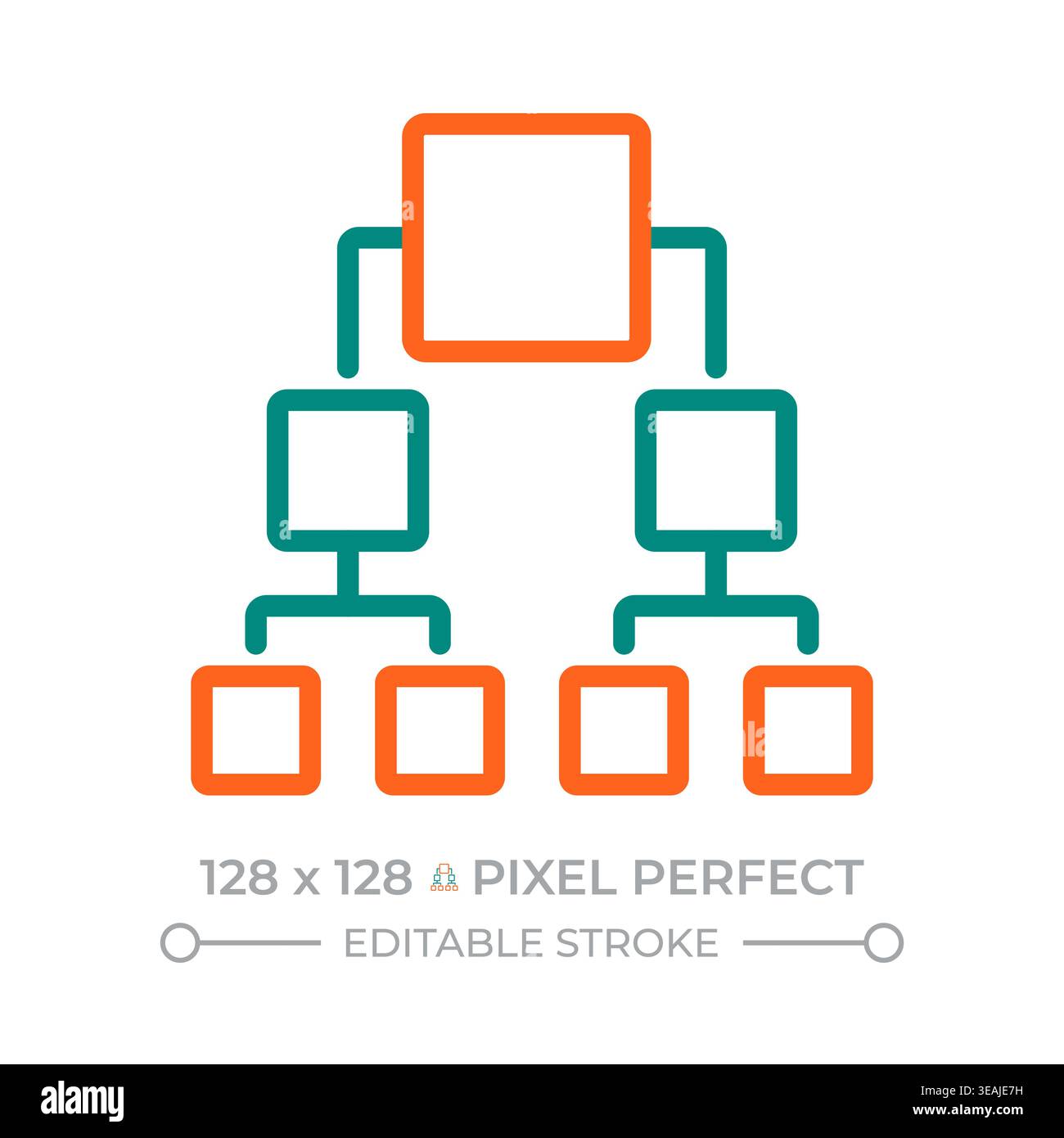 Binary tree pixel perfect two color line icon Stock Vector