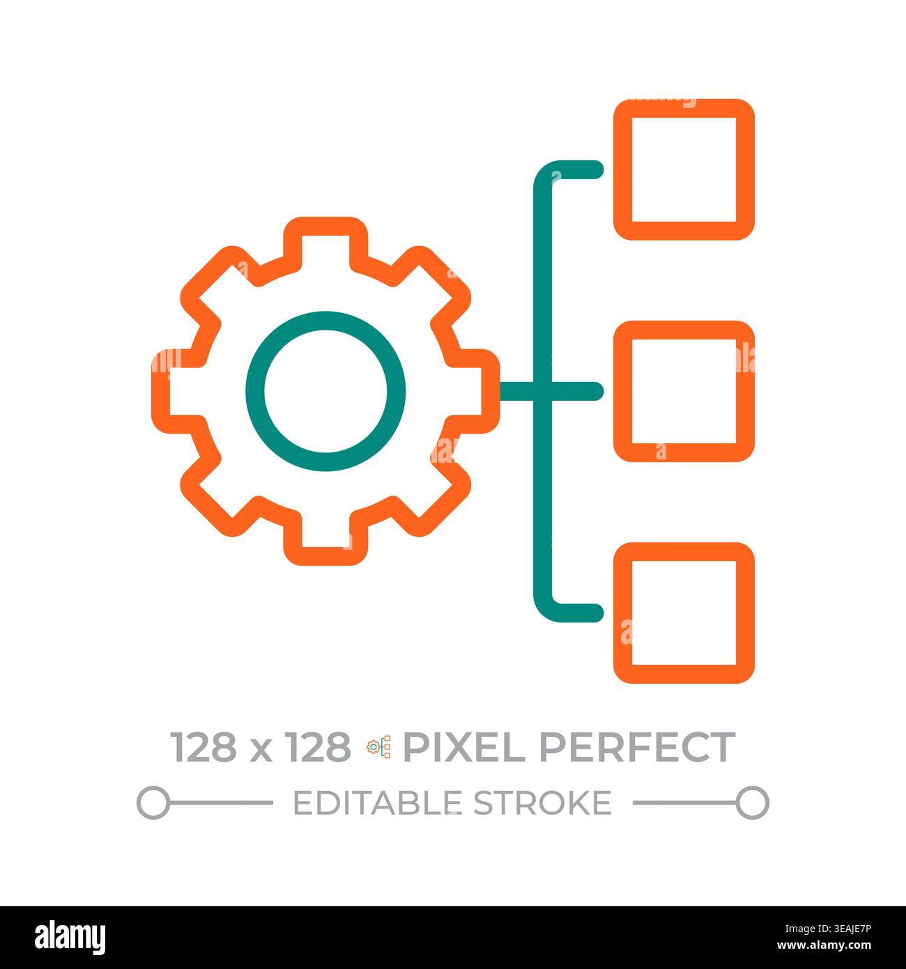 Workflow structure pixel perfect two color line icon Stock Vector