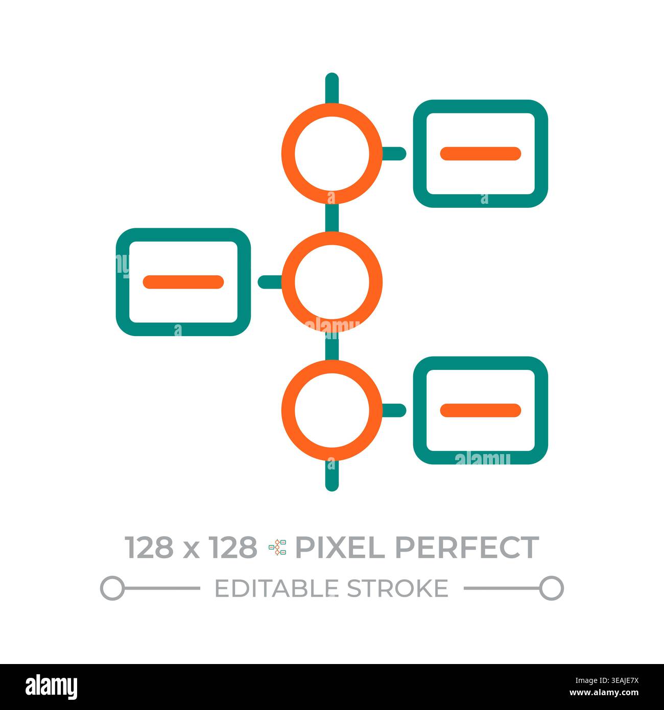 Goal flow pixel perfect two color line icon Stock Vector