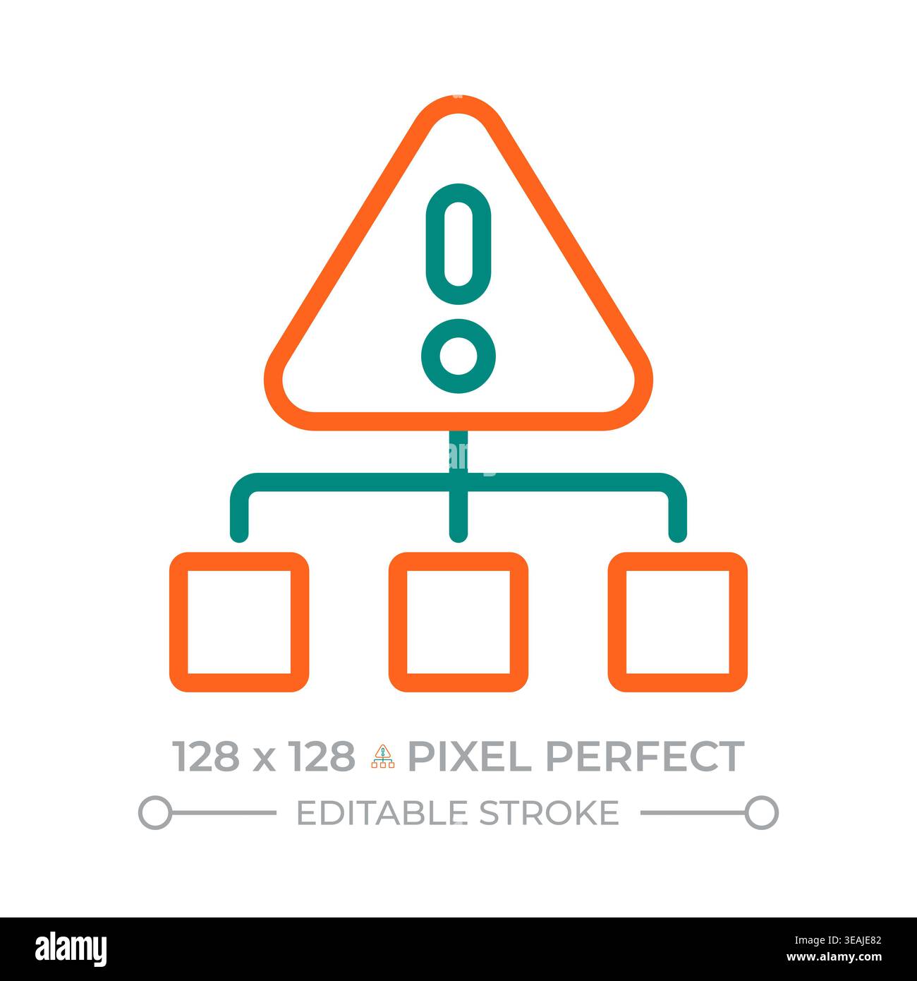 Risk structure diagram pixel perfect two color line icon Stock Vector