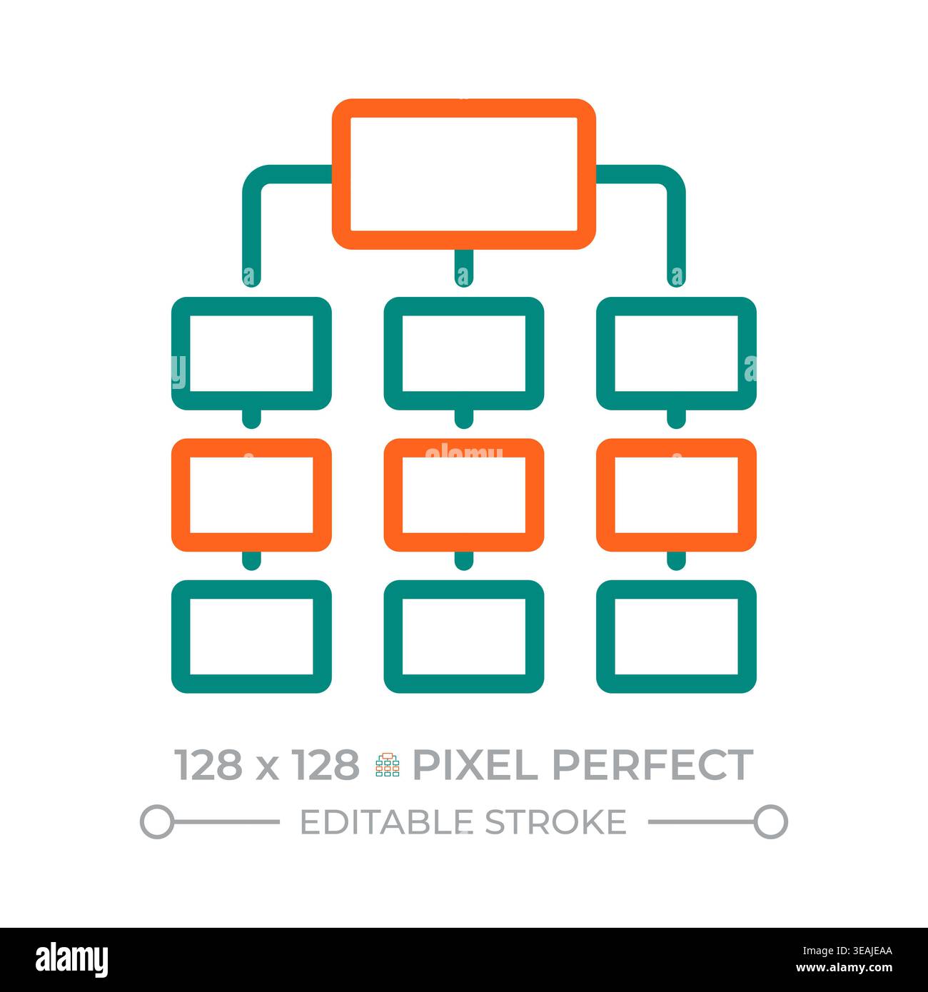 Multi level hierarchy pixel perfect two color line icon Stock Vector