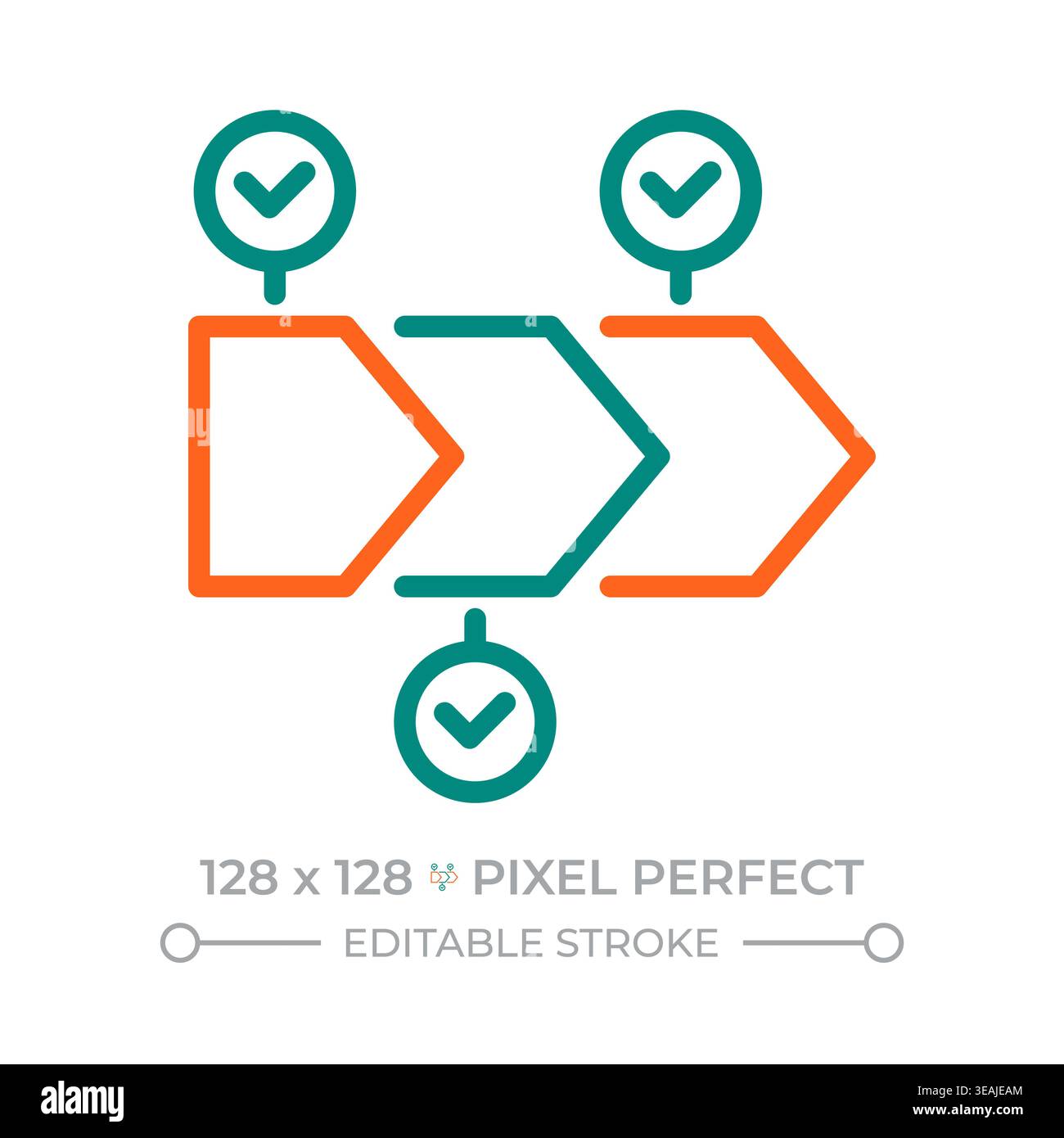 Chain pixel perfect two color line icon Stock Vector