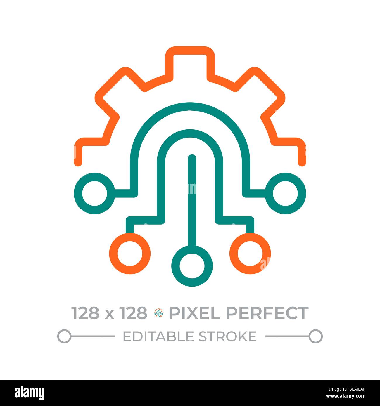 System automation pixel perfect two color line icon Stock Vector