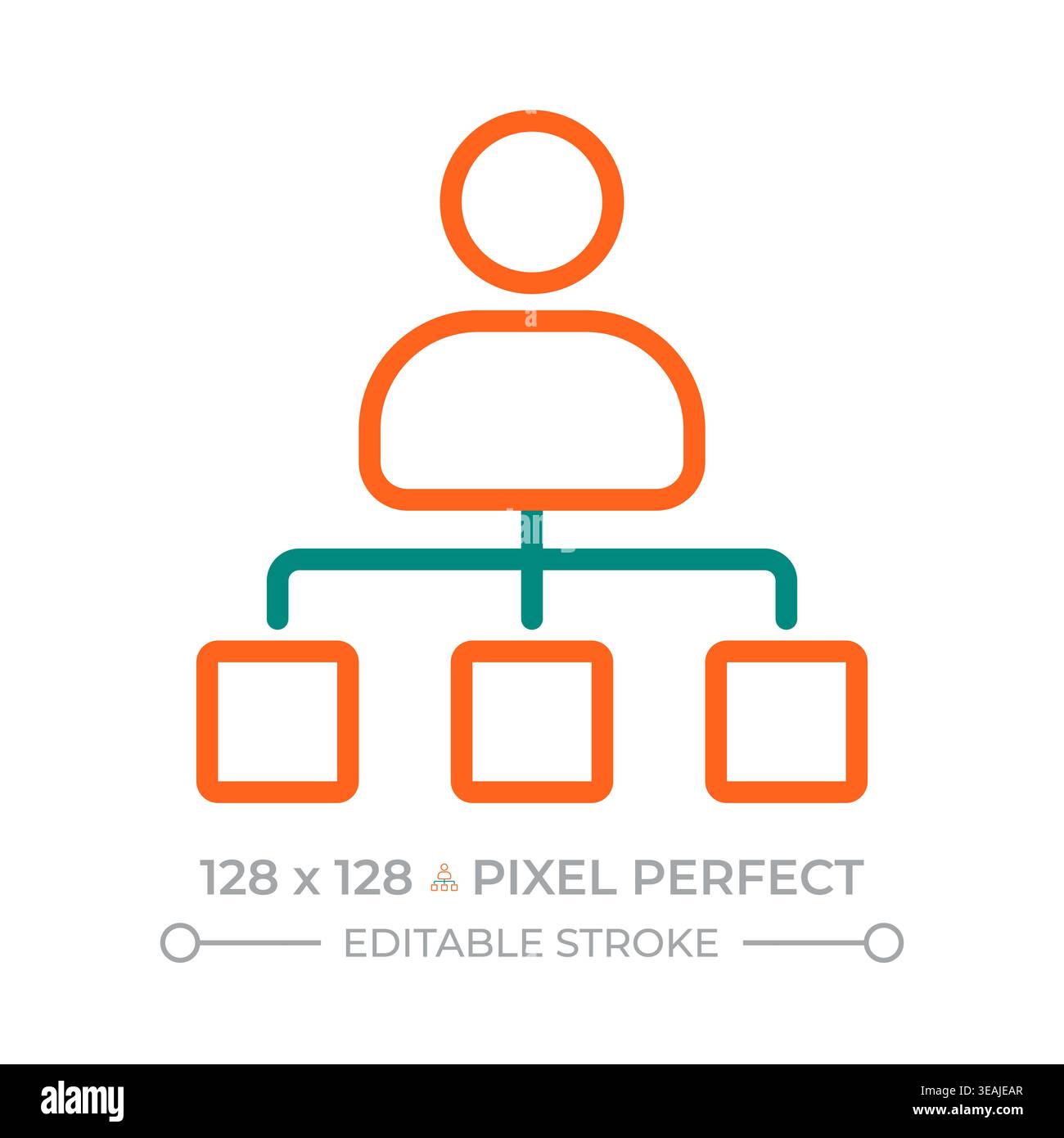 Organizational chart pixel perfect two color line icon Stock Vector