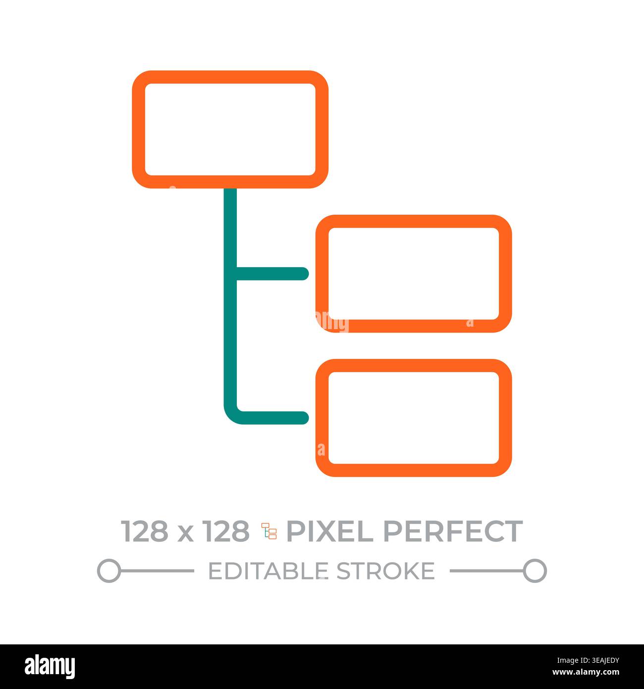 Tree structure pixel perfect two color line icon Stock Vector
