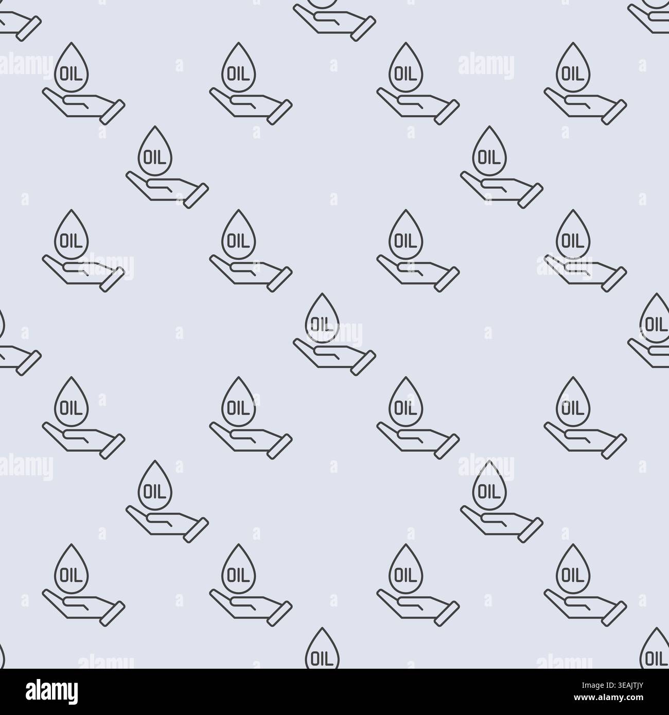 Oil drop on Hand vector concept linear seamless pattern Stock Vector