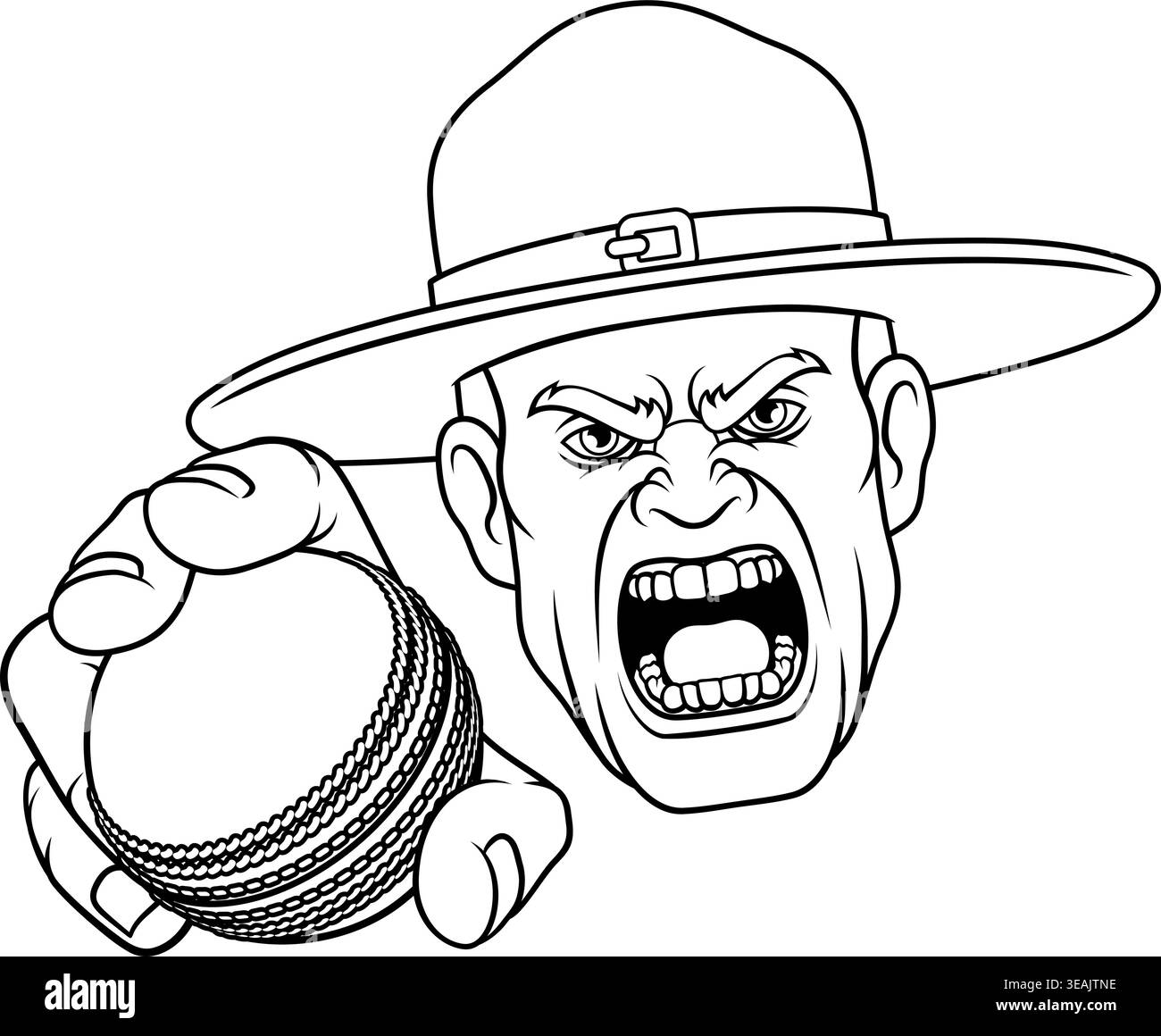 Drill Instructor Sergeant Bootcamp Cricket Mascot Stock Vector