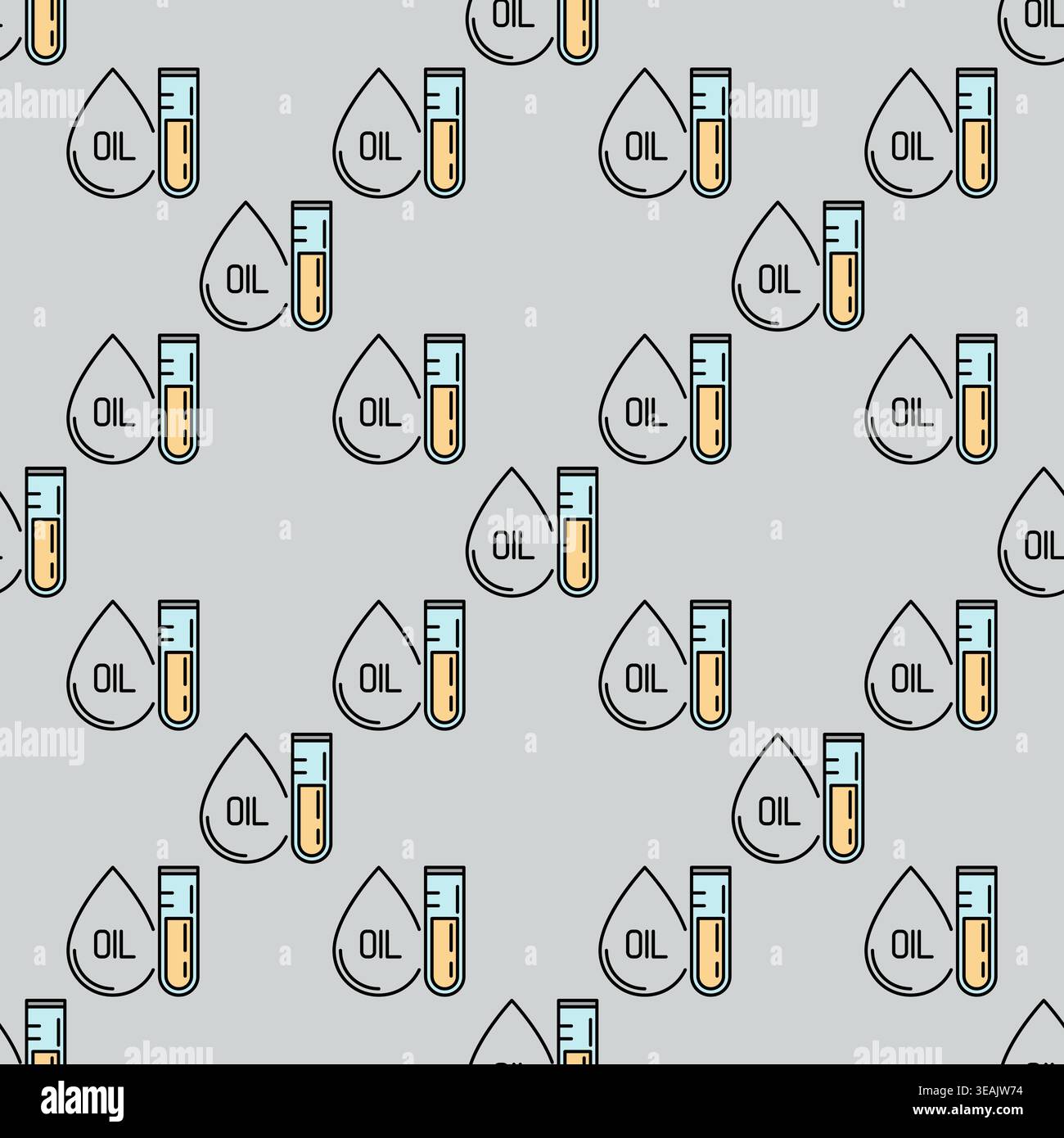 Test Tube with Oil Drop vector concept colored seamless pattern Stock Vector
