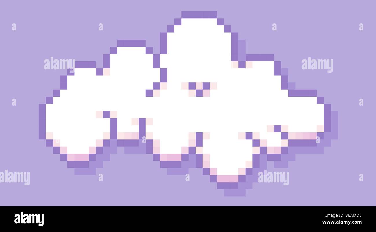 Cute pixel game art cloud. Stock Vector