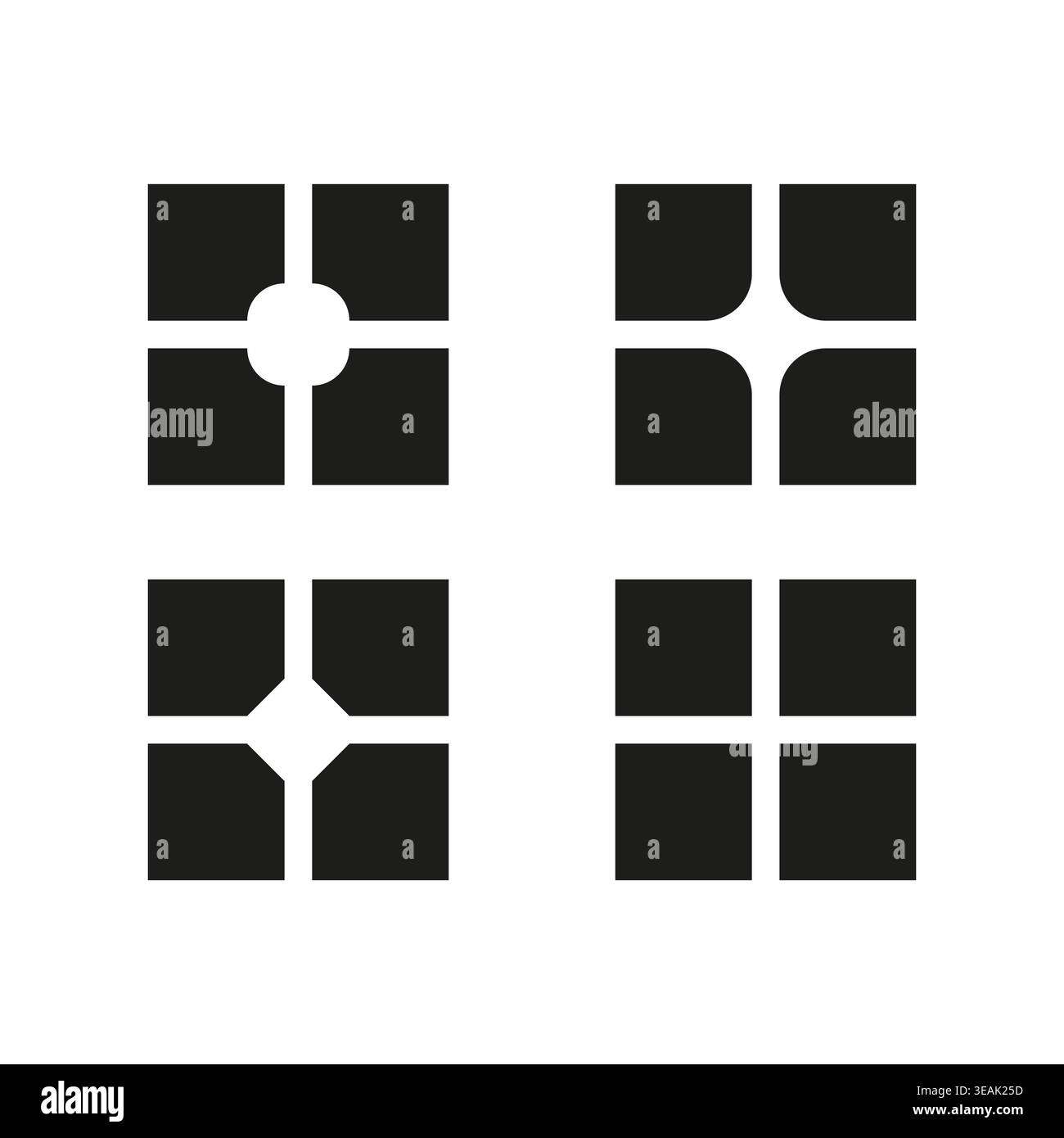 Grid menu icons vector. Minimalist symbols represent dashboard ...