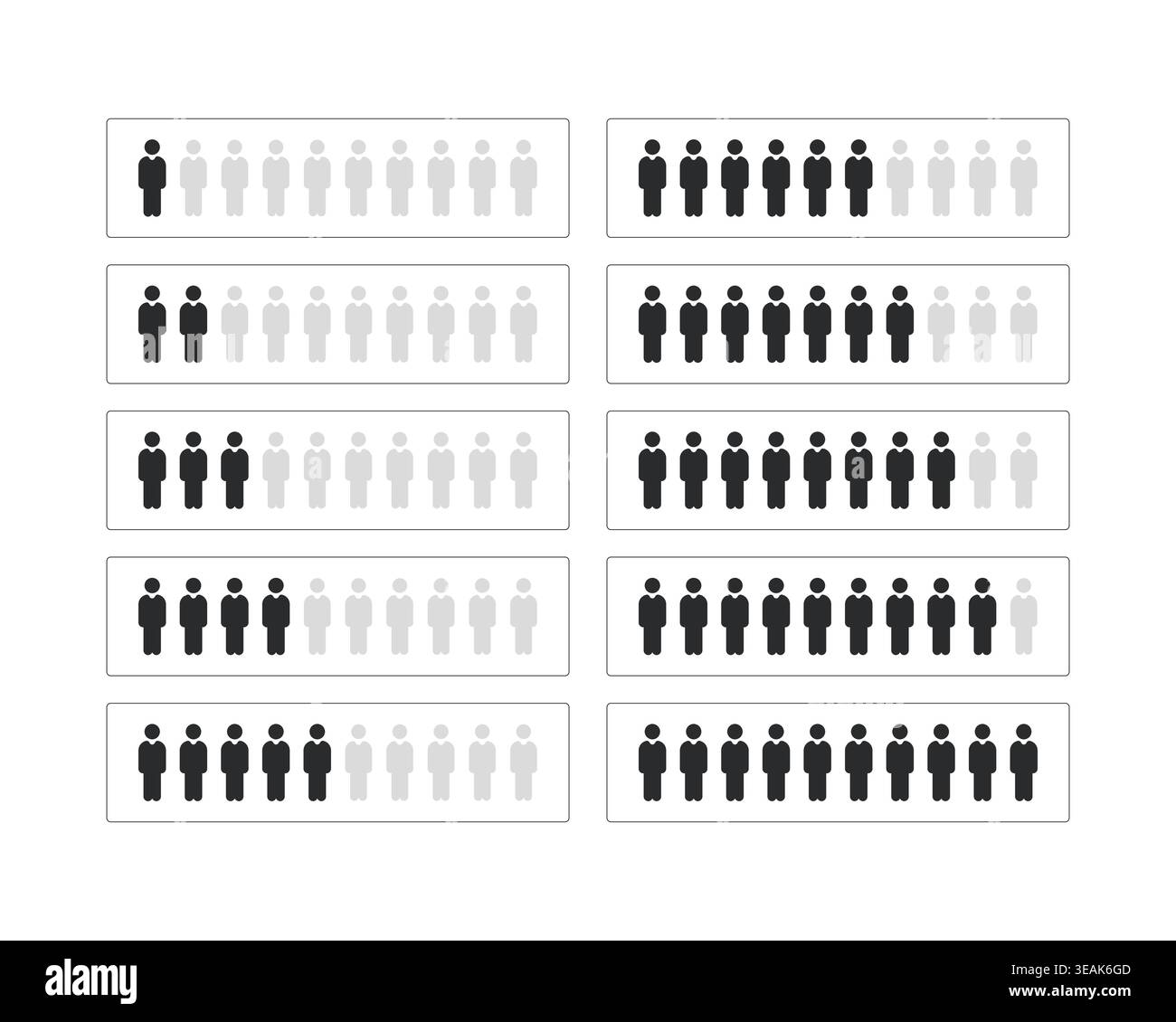 Male population progress modern line style data visualization element set Stock Vector