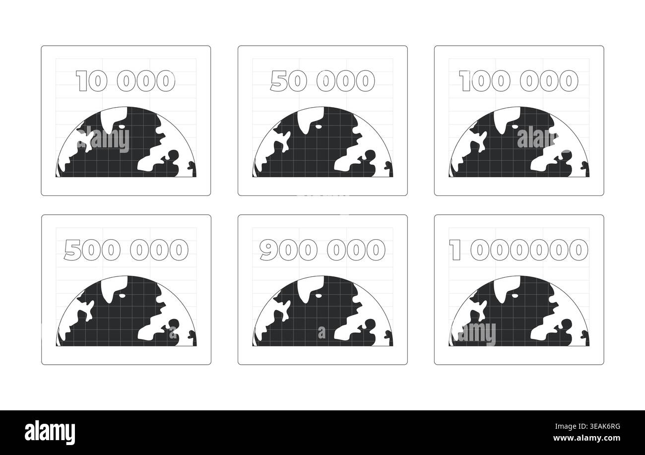 Population counters modern line style data visualization element set Stock Vector