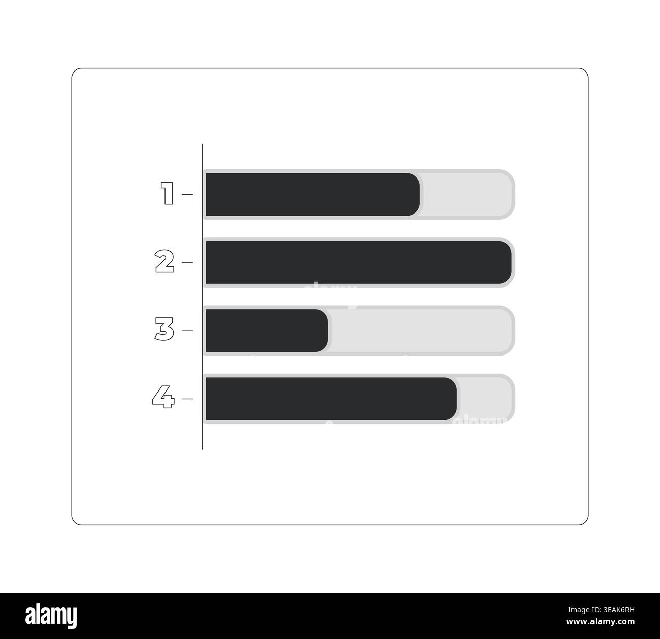 Horizontal bar chart comparison with category modern line style data visualization element Stock Vector
