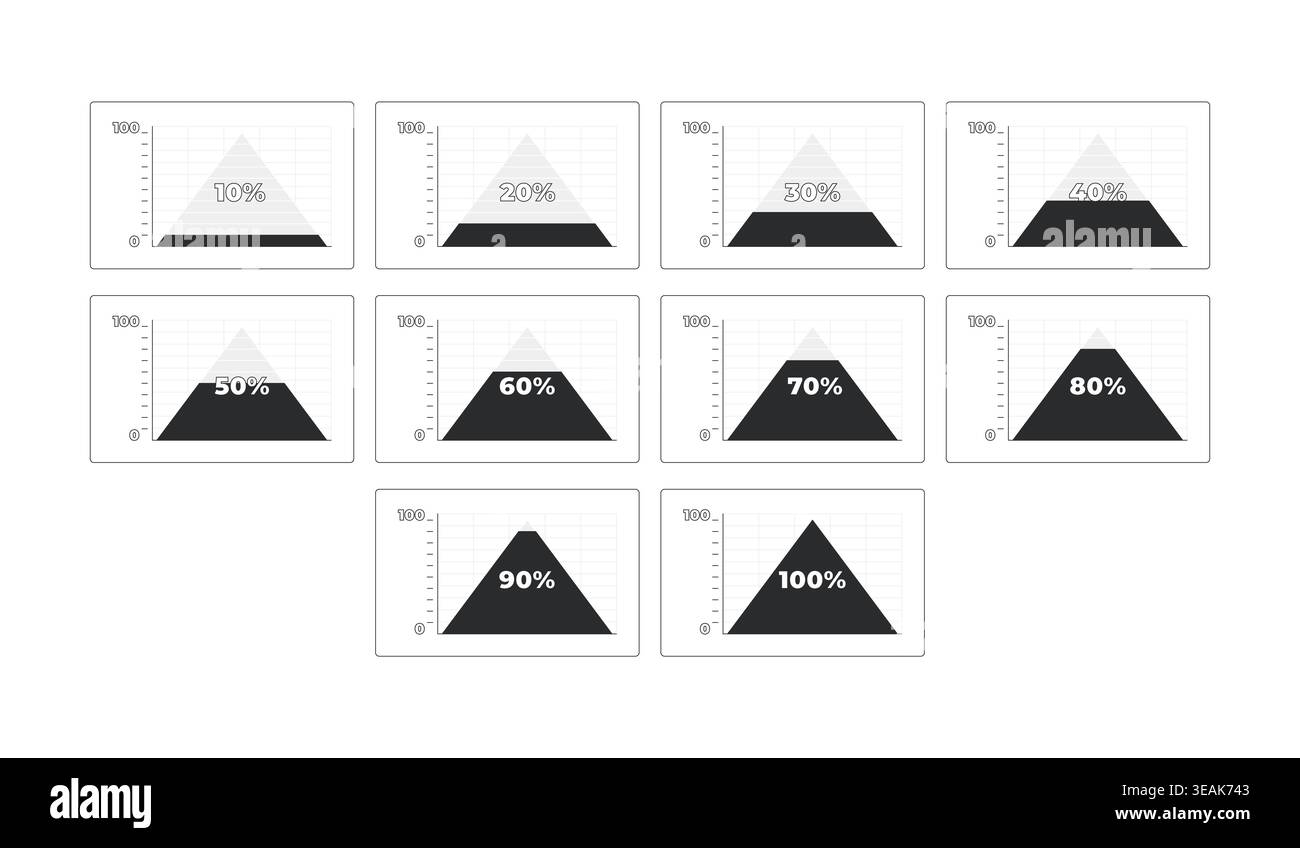 Triangle area charts progress modern line style data visualization element set Stock Vector