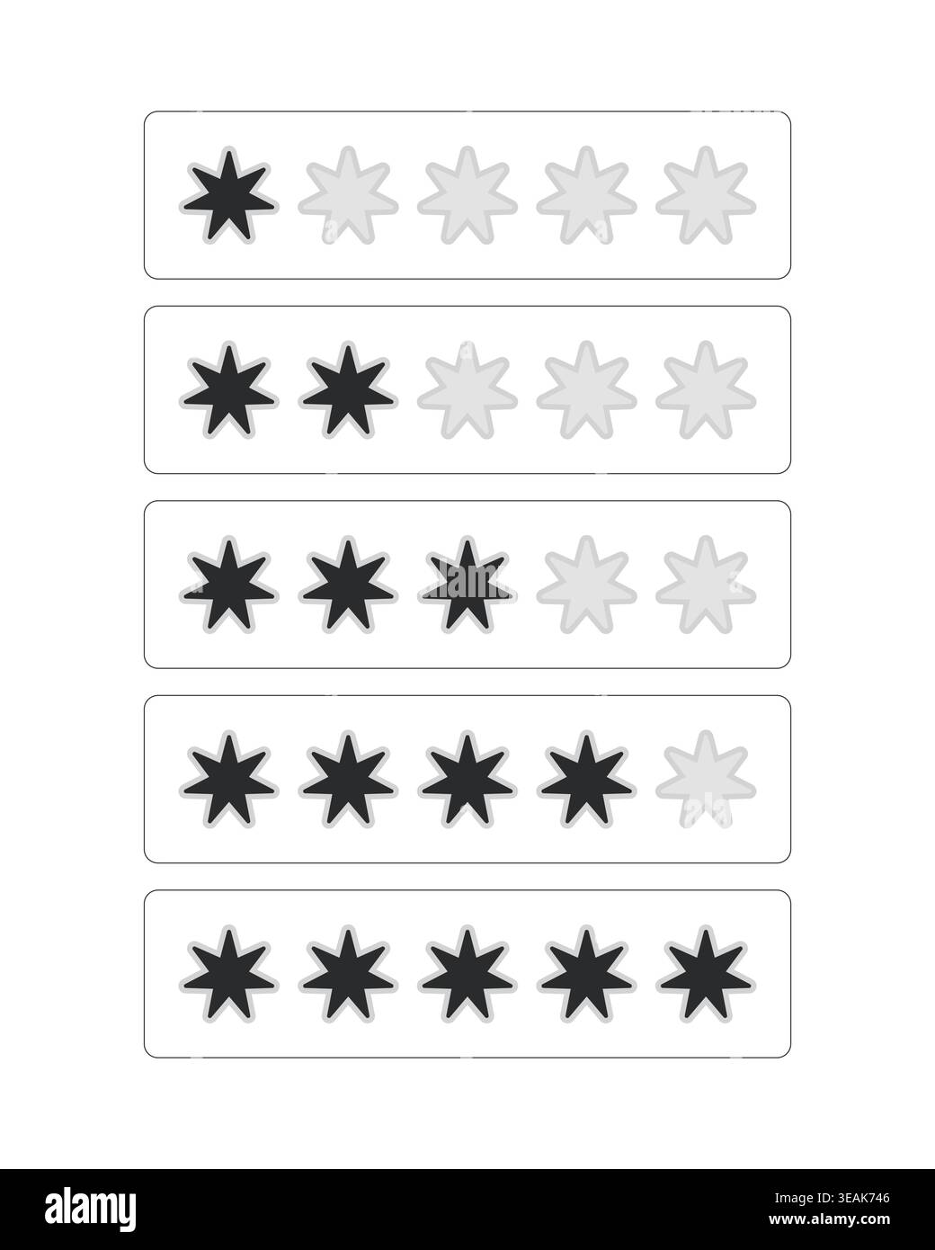 Star rating progress levels modern line style data visualization element set Stock Vector