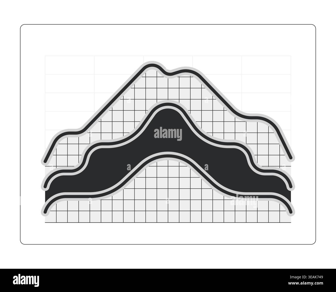 Layered area chart modern line style data visualization element Stock Vector