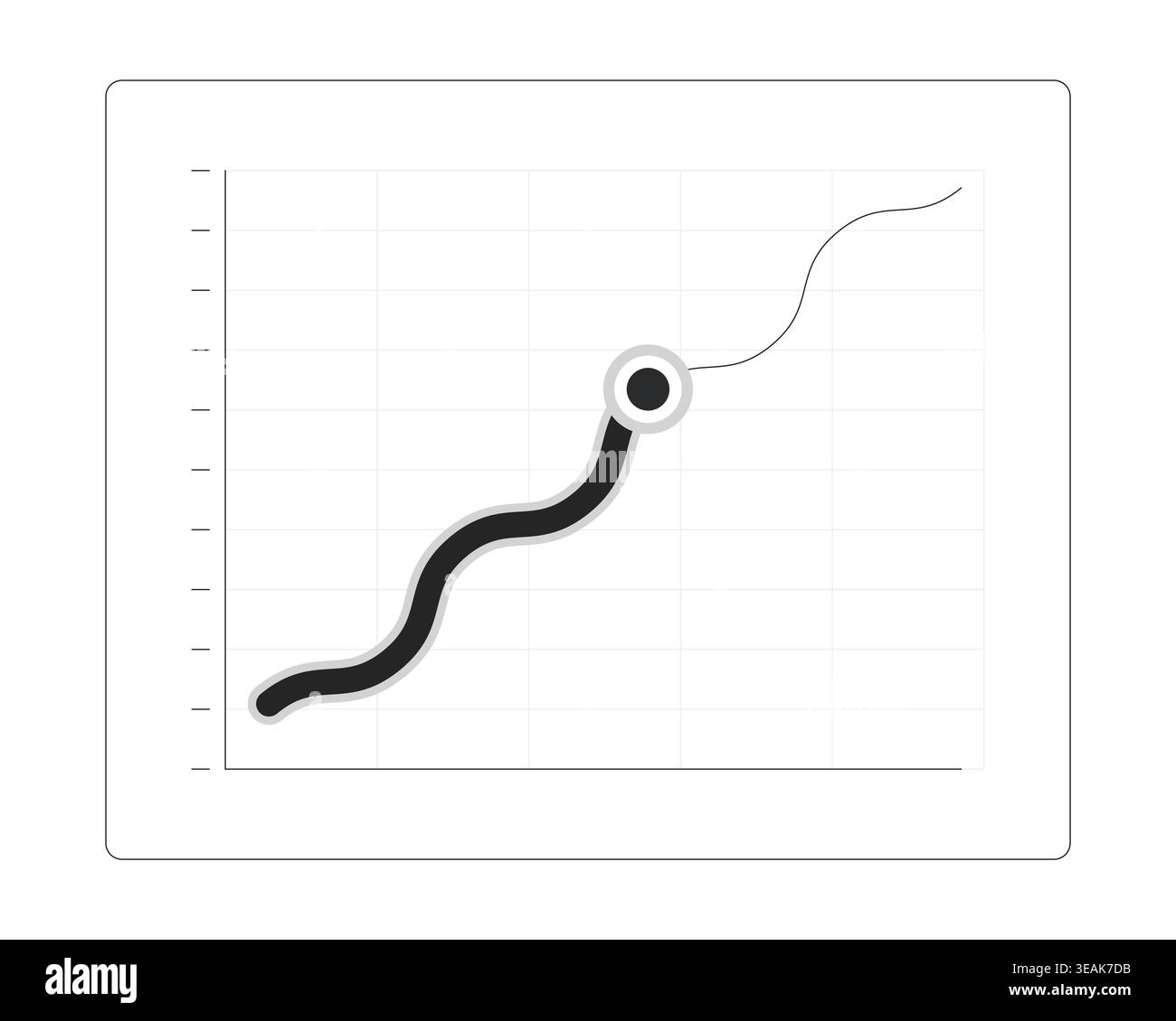 Wavy line graph with trend point modern line style data visualization element Stock Vector