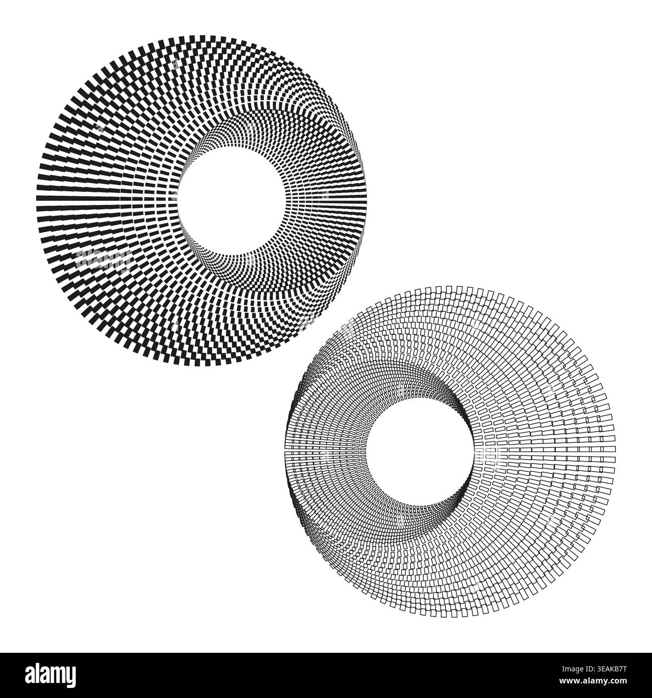 Abstract circular geometric spiral patterns vector. Modern optical art elements serve as decorative assets for stylish creative projects. EPS 10. Stock Vector