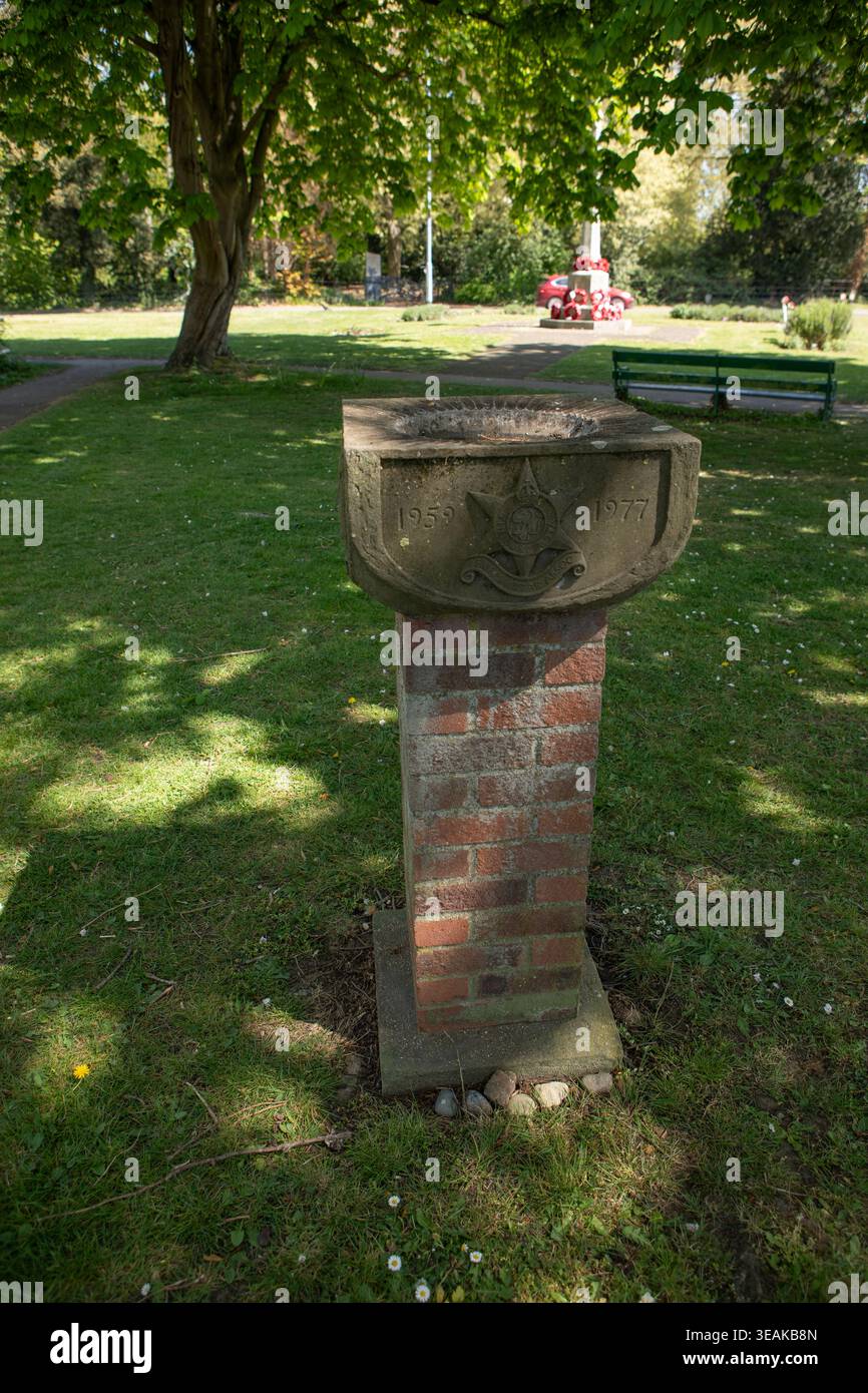 Bird bath dedicated to Sid Bishop of the Burma Star Association, Histon, Cambridgeshire, 2026 Stock Photo