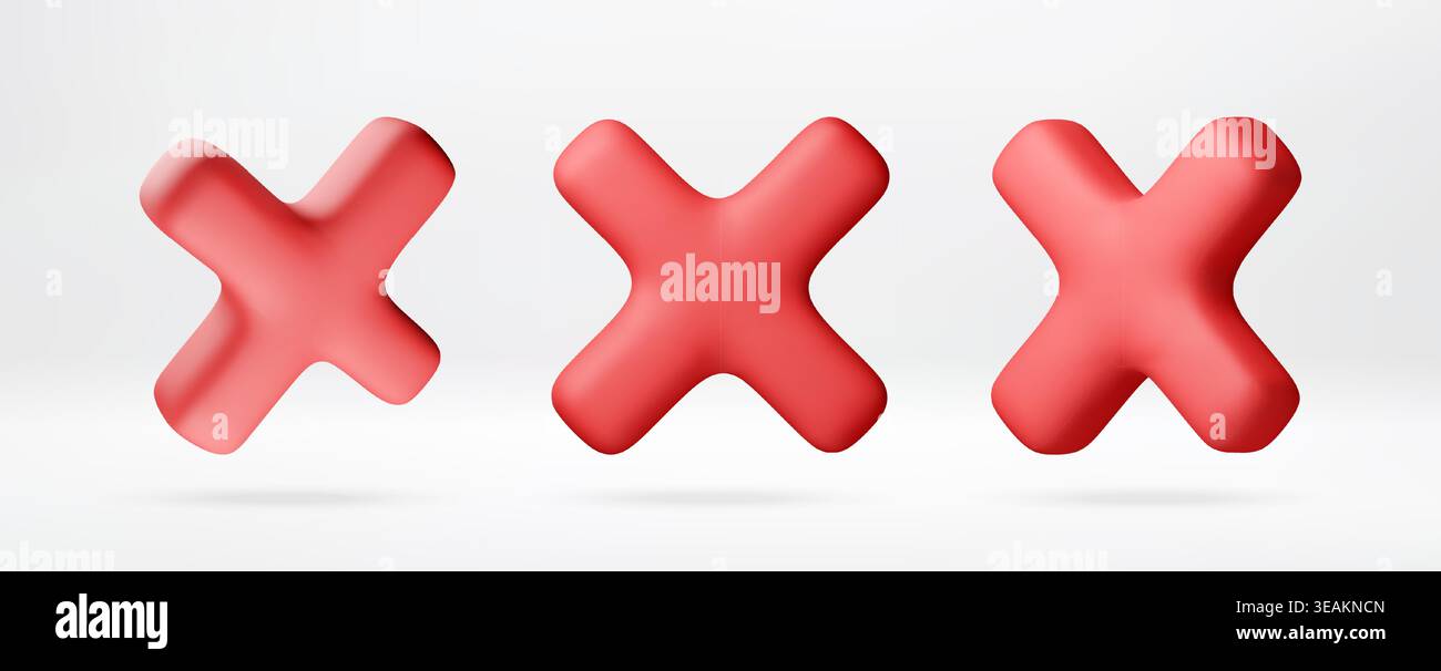 3D Red three dimensional x mark shapes. Stock Vector