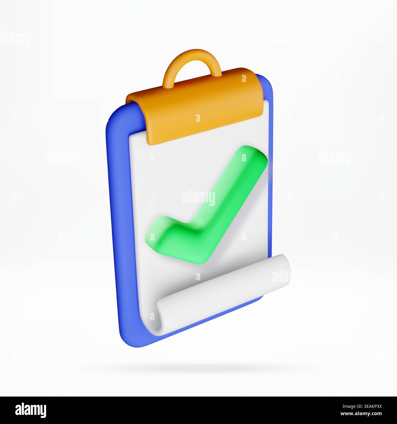3D Clipboard with green check mark icon Stock Vector