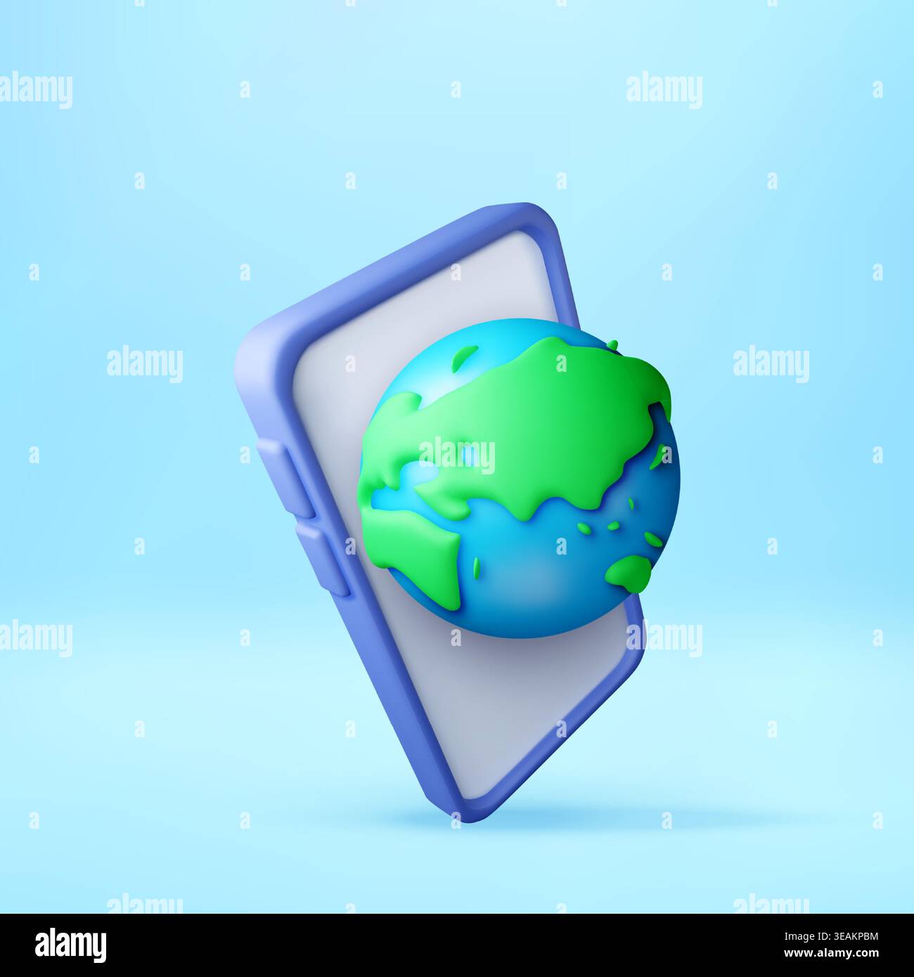 Smartphone with 3d globe floating above screen. Stock Vector