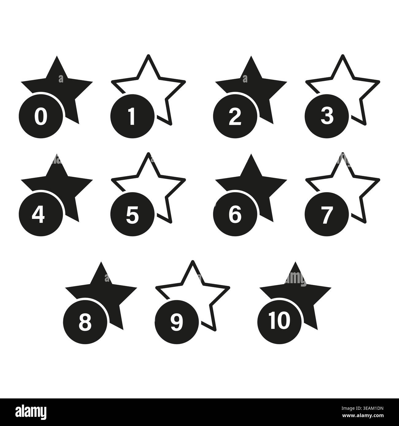 A modern Vector set of rating stars from 0 to 10 for user feedback and ...