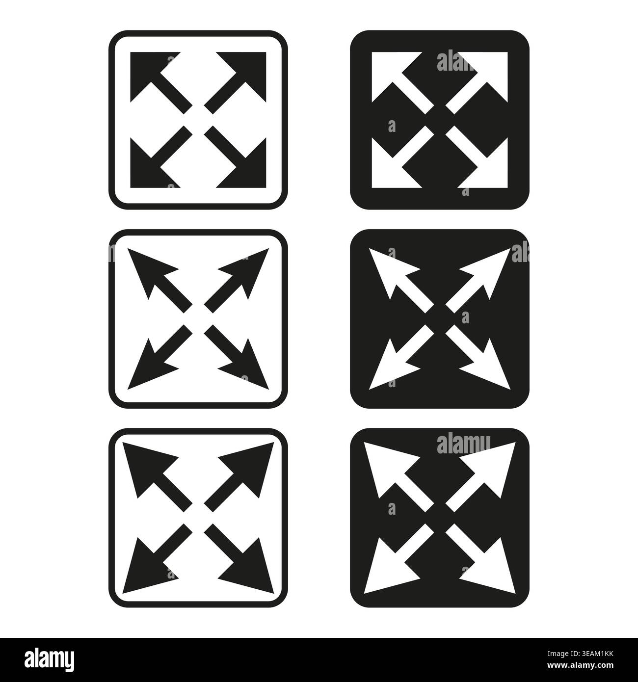 A modern Vector icon collection for user interface, featuring full screen and minimize controls for display and viewing options. EPS 10. Stock Vector