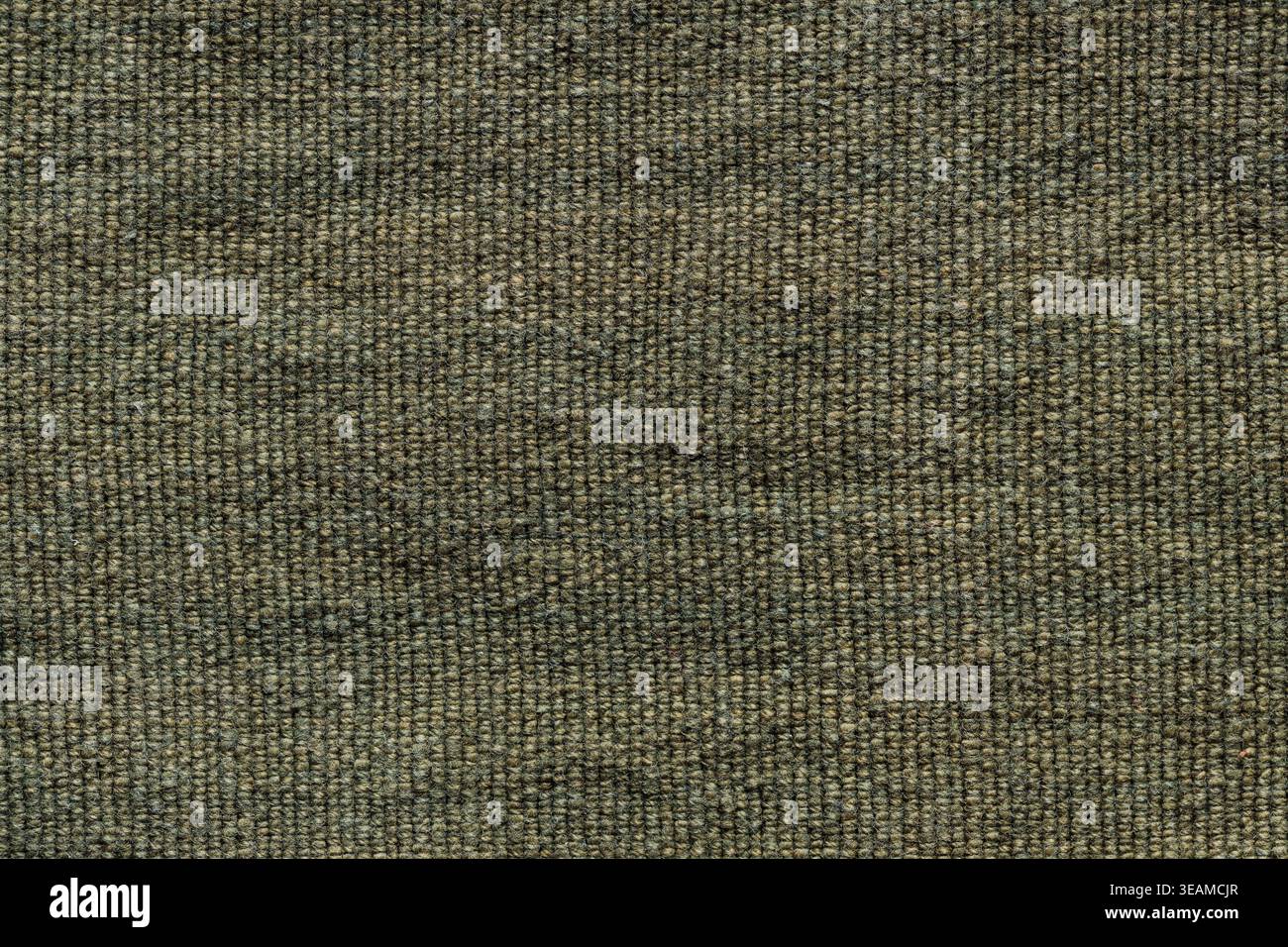 Dark olive green loop pile carpet texture with tight ribbed weave pattern Stock Photo