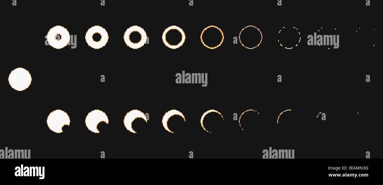 Pixel Flash Explosion Frames Set Stock Vector