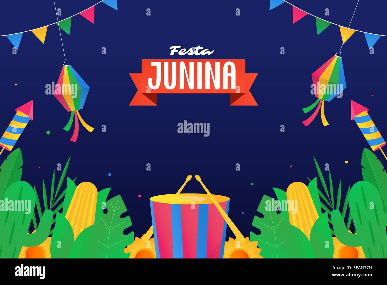 festa junina background illustration in gradient design style Stock Vector
