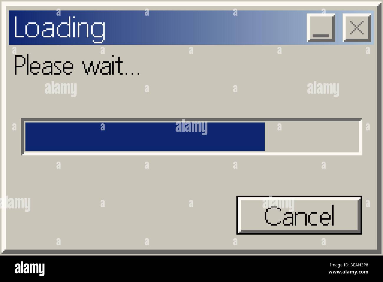 Retro computer loading window progress bar interface Stock Vector