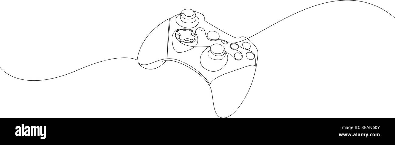 Linear Game Controller Horizontal Editable Stroke Illustration Stock Vector