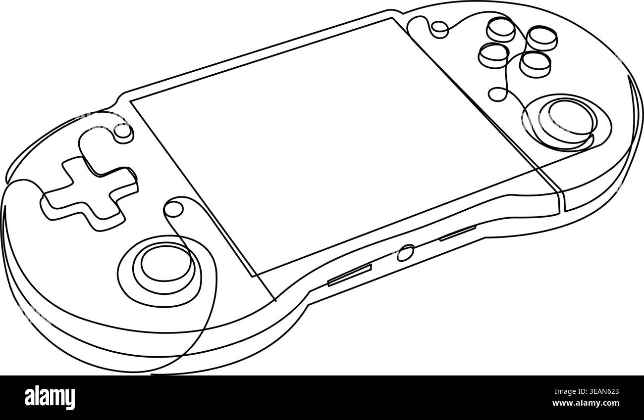 Continuous Line Portable Game Console Editable Stroke Stock Vector