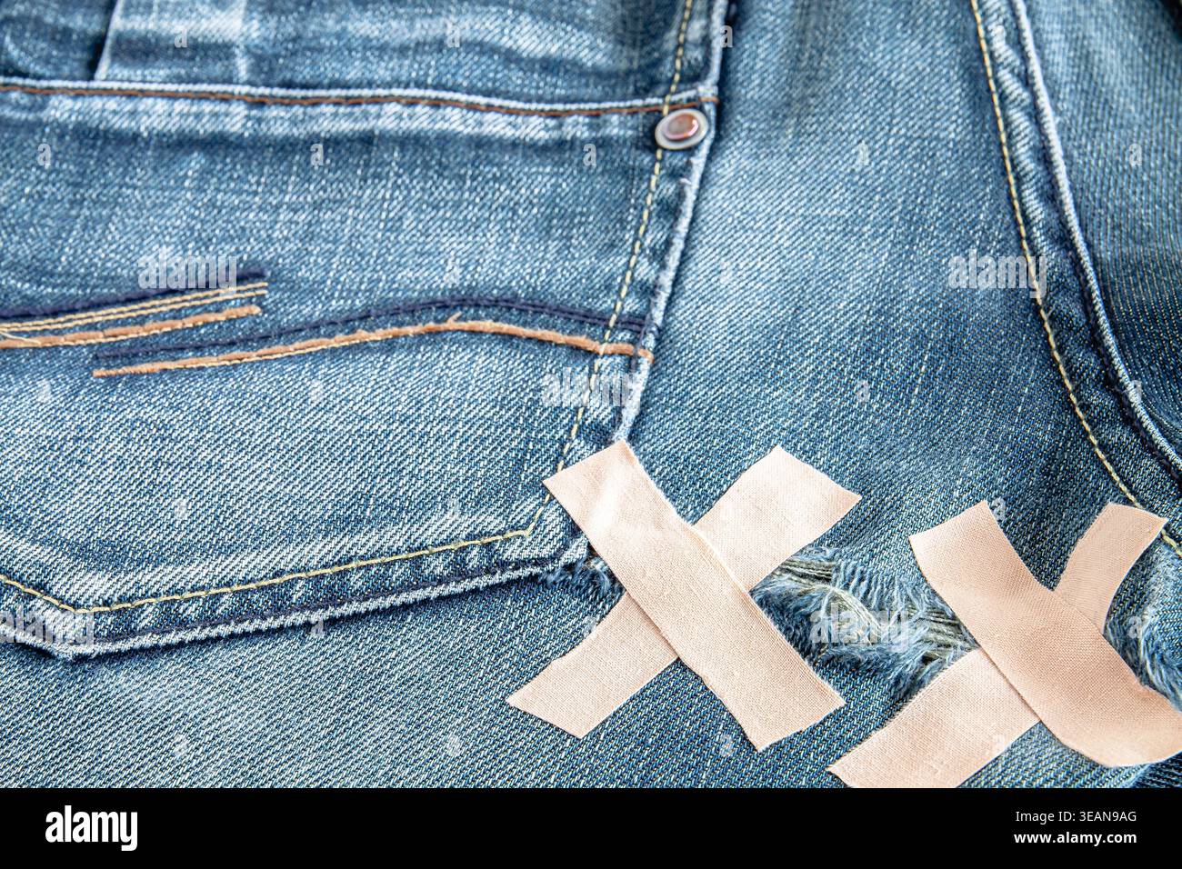 jeans, cracked, patching, crackeds Stock Photo