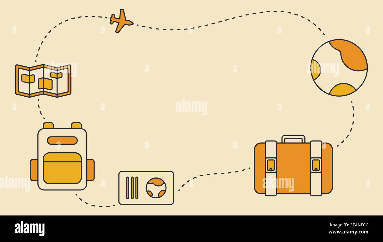 Outline travel themed background illustration perfect for vacation design materials. Stock Vector