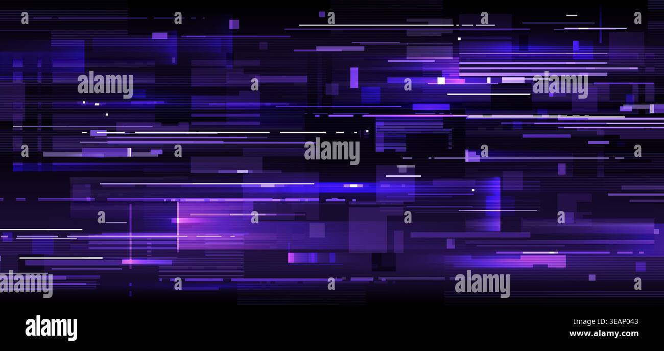 Glitch game screen background. Purple digital glitch background with ...
